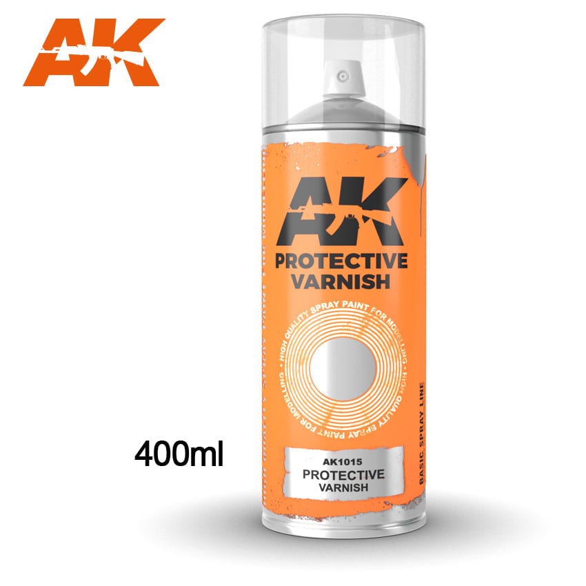 AK Interactive Protective Varnish - Spray 400ml (Includes 2 nozzles) | 8436564926388