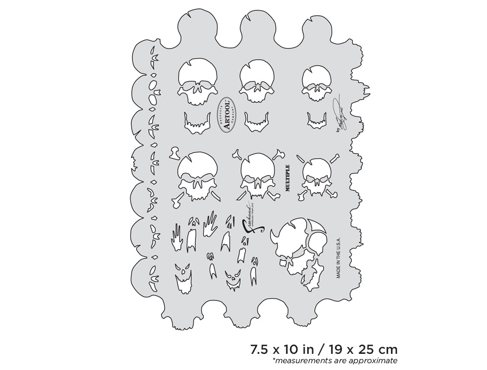 IWATA Artool Skullmaster Multiple Freehand Airbrush Template by Craig Fraser | 758240038009