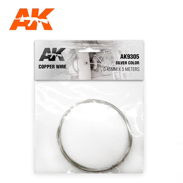AK Interactive Copper Wire 0.45mm X 5 Meters Silver Color | 8435568326729