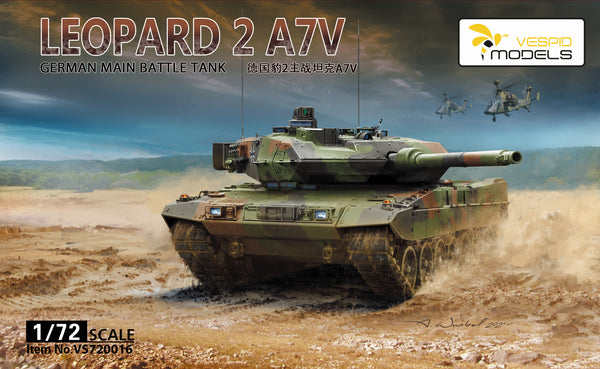 Vespid Models 1/72 German Main Battle Tank Leopard 2 A7V Metal barrel + Metal Tow Cable
