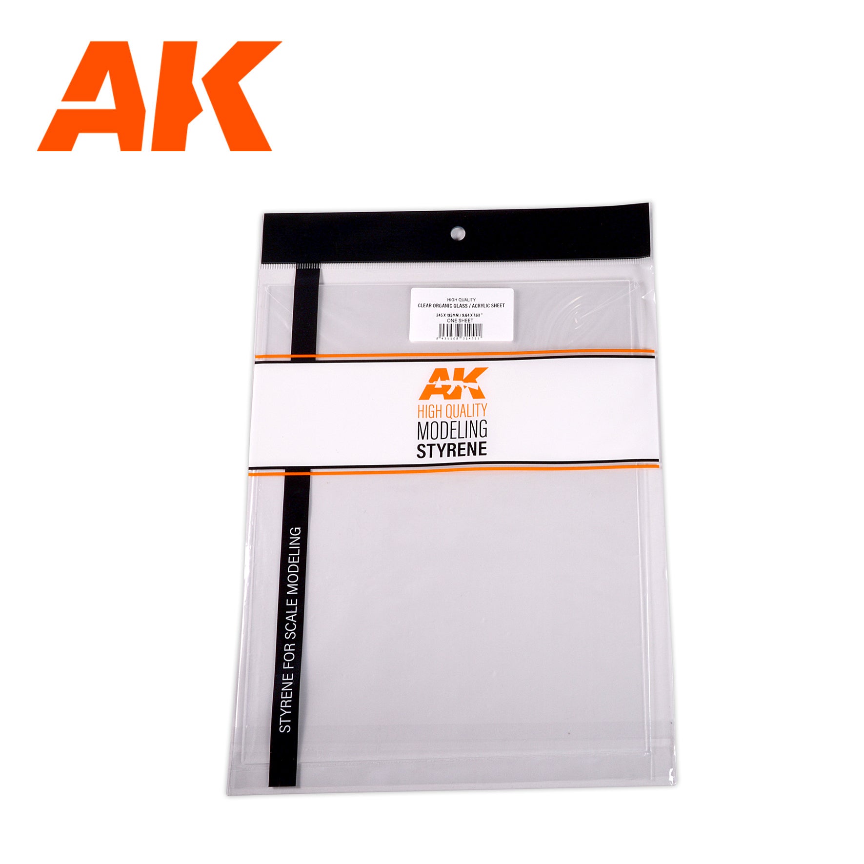 AK Interactive Clear Organic Glass Acrylic Sheet - 0.50mm Thickness x 245 x 195mm x 1 Unit | 8435568314511
