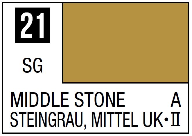 Mr Hobby Mr. Color 21 - Middle Stone (Semi-Gloss/Aircraft) - 10ml | 4973028535808