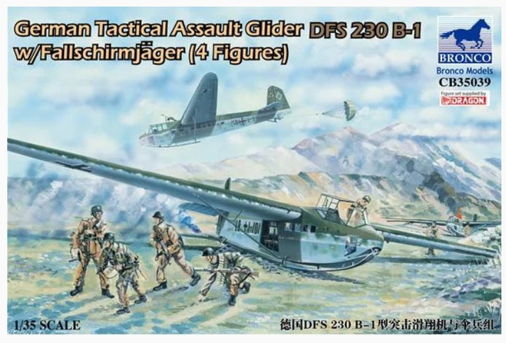 Bronco Models 1/35 German Tactical Assault Glider DFS 230 B-1 w/ Fallschirmjager (4 Figures) | 6970162330526