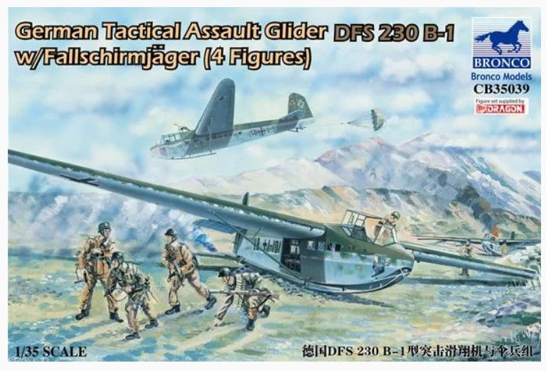 Bronco Models 1/35 German Tactical Assault Glider DFS 230 B-1 w/ Fallschirmjager (4 Figures) | 6970162330526