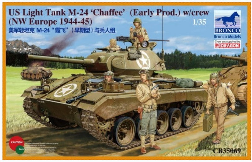 Bronco Models 1/35 US Light Tank M-24 Chaffee (Early Prod.) w/ Crew (NW Europe 1944-45) | 4544032691011