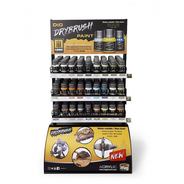 Ammo Mig Dio Drybrush Acrylic Paint Retail Counter Display Rack (Full) | 8432074081791