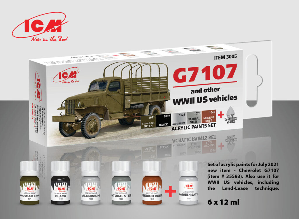 ICM Set of 6 Acrylic Paint Set for G7107 (and other WW2 US vehicles) | 4823044408368