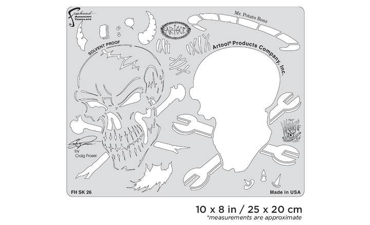 IWATA Artool Wrath of Skullmaster Mr. Potato Bonz Freehand Airbrush Template by Craig Fraser | 758240038504