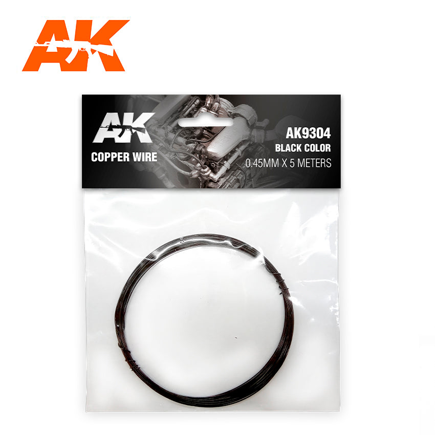 AK Interactive Copper Wire 0.45mm X 5 Meters Black Color | 8435568326712
