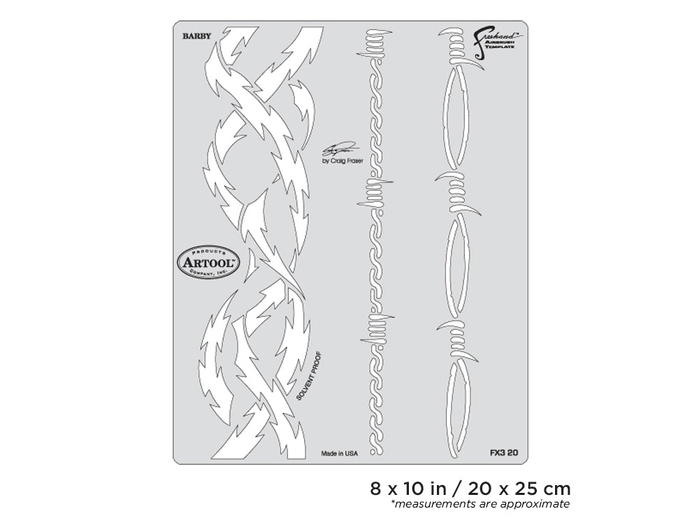 IWATA Artool FX3 Barby Freehand Airbrush Template by Craig Fraser | 758240138471