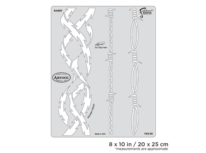 IWATA Artool FX3 Barby Freehand Airbrush Template by Craig Fraser | 758240138471