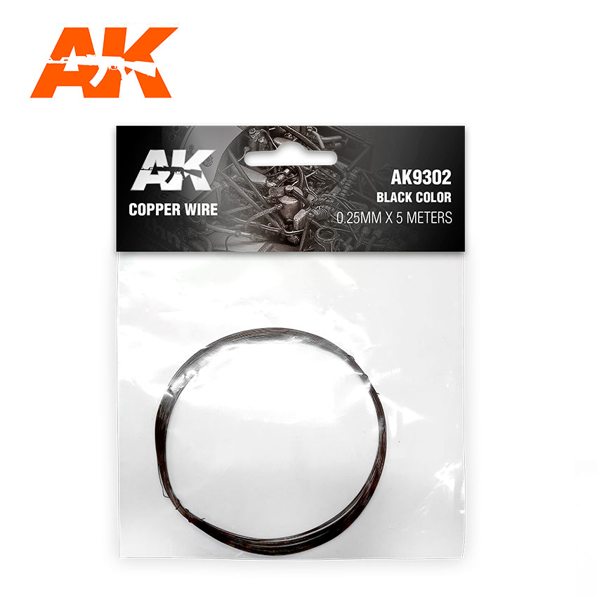 AK Interactive Copper Wire 0.25mm X 5 Meters Black Color | 8435568326699