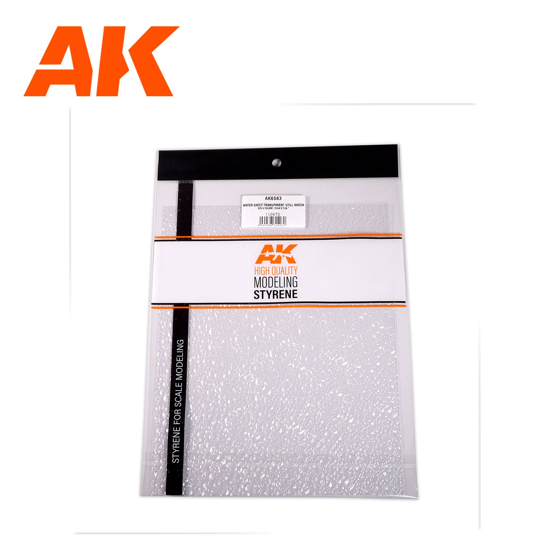 AK Interactive Textured Acrylic Sheet - Transparent Still Water - 245 x 195mm x 1 Unit | 8435568314030