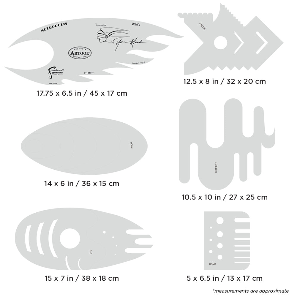 IWATA Artool Metropolis Freehand Airbrush Template by Yvonne Mecialis | 758240150695