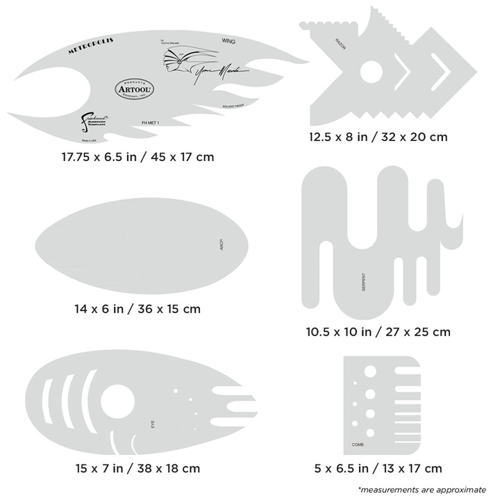 IWATA Artool Metropolis Freehand Airbrush Template by Yvonne Mecialis | 758240150695