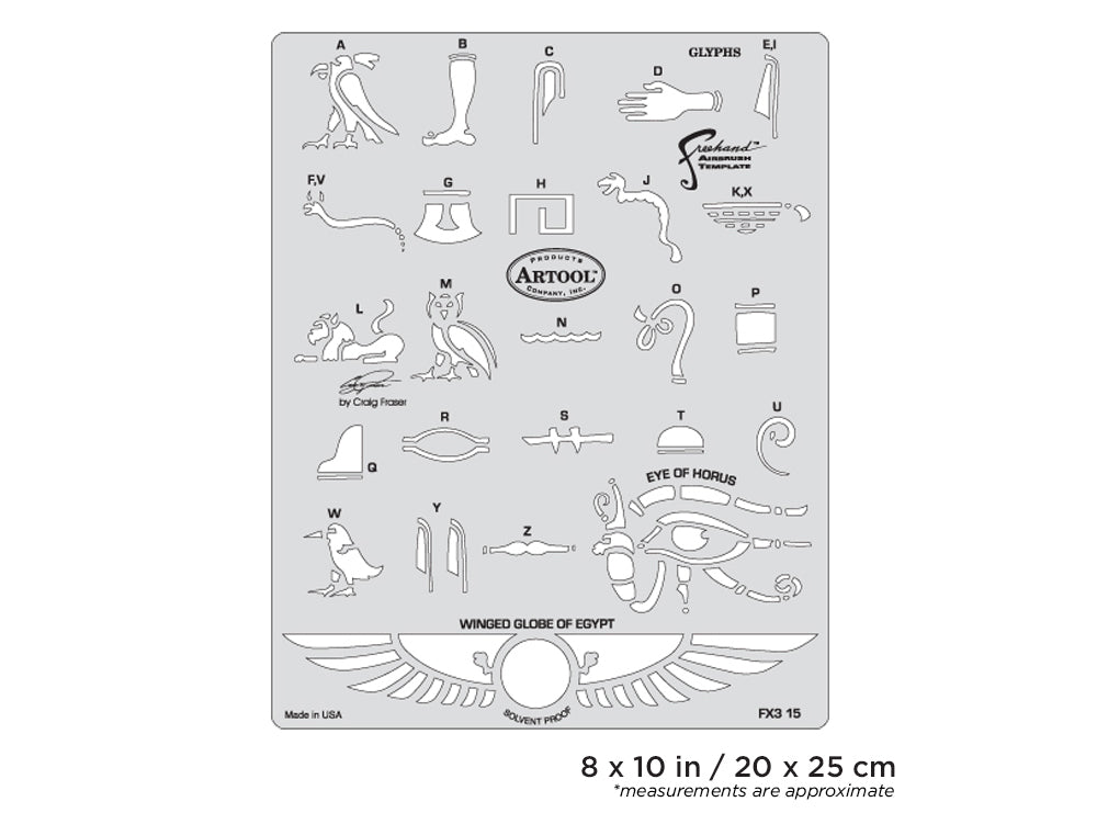 IWATA Artool FX3 Glyphs Freehand Airbrush Template by Craig Fraser | 758240138426