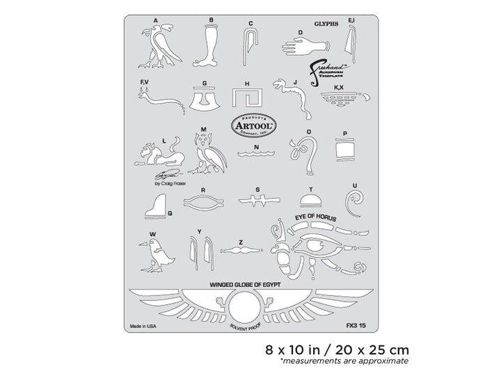 IWATA Artool FX3 Glyphs Freehand Airbrush Template by Craig Fraser | 758240138426
