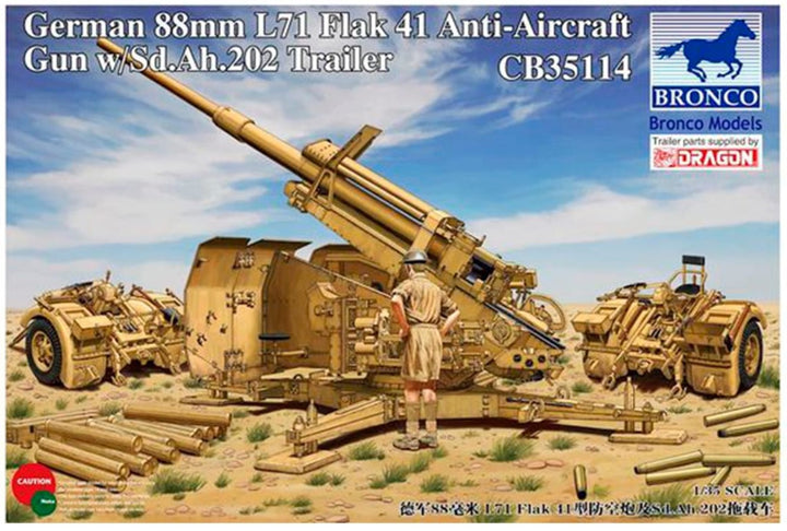Bronco Models 1/35 German 88mm L71 Flak41 Anti-Aircraft Gun w/ Sd.Ah.202 Trailer | 4544032695736