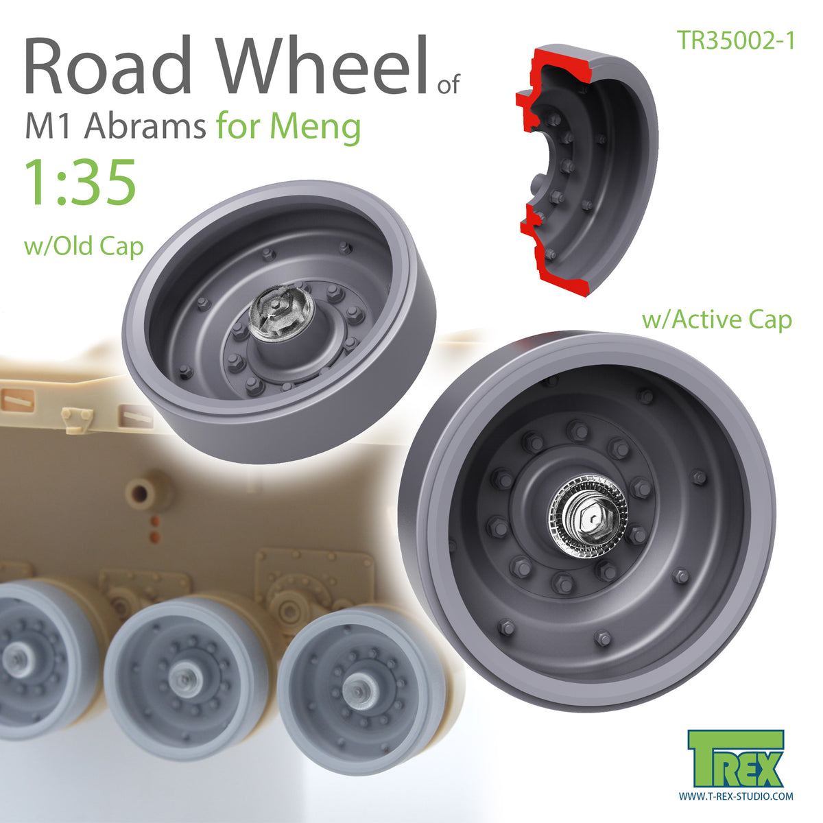 T-Rex Studio 1/35 M1 Abrams Road Wheel Set for Meng (6973984750275) | P ...
