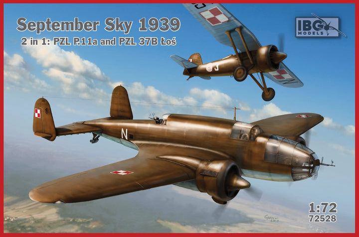 IBG Models 1/72 SEPTEMBER SKY 2 in 1: PZL 37B and PZL P.11a | 5907747901407