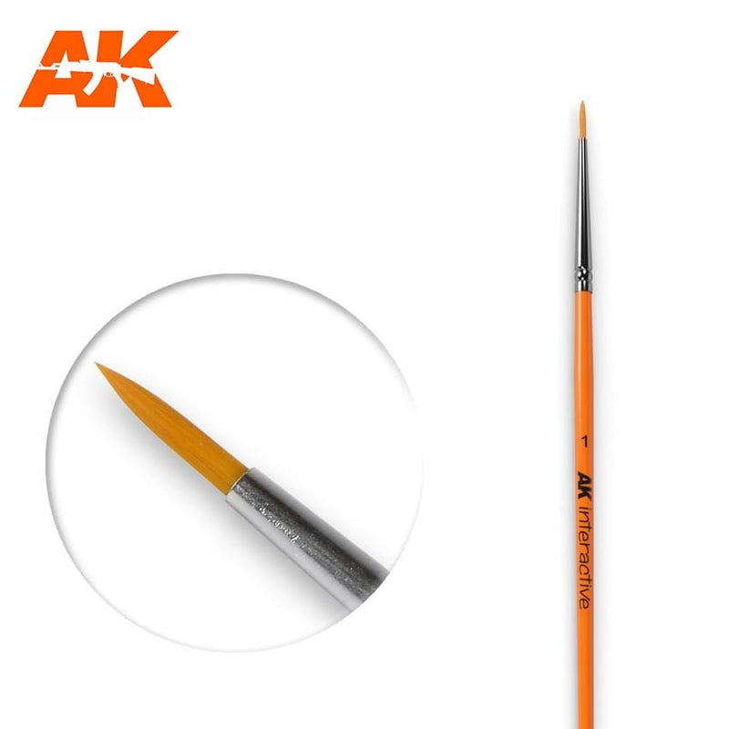 AK Interactive Round Brush 1 Synthetic