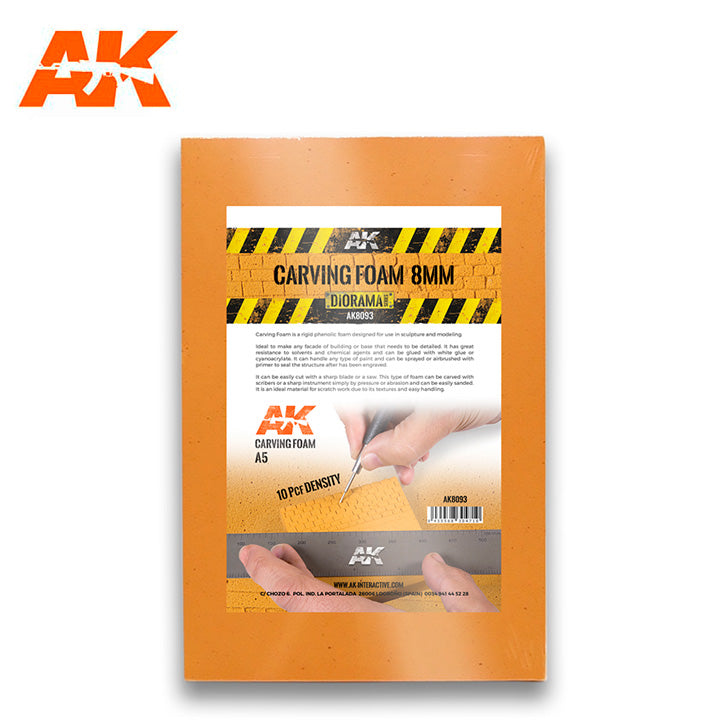 AK Interactive Carving Foam 8mm A5 Size (228 X 152 mm) | 8435568304710