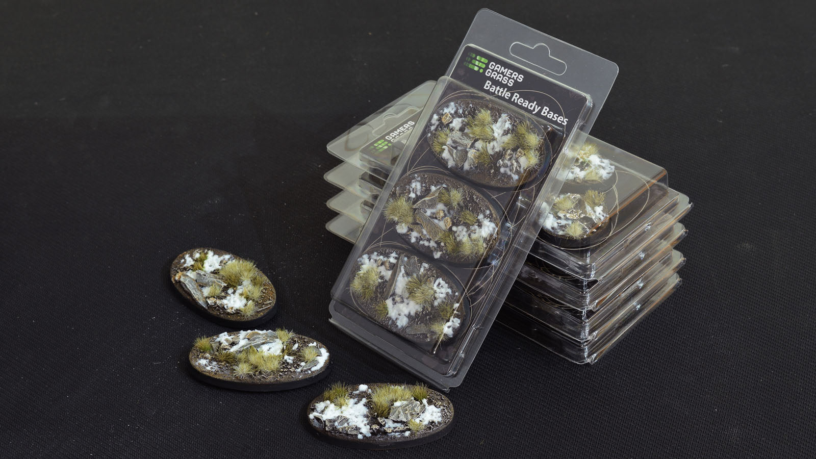 Gamers Grass Battle Ready Bases - Winter - Oval 75mm (x3) | 738956788313