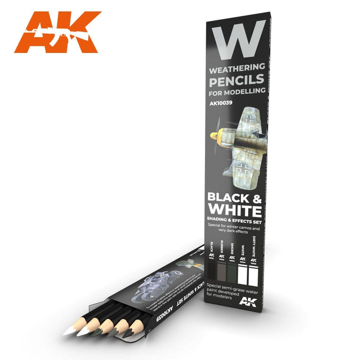 AK Interactive Weathering Pencil Set - Black and White | 8436564929402