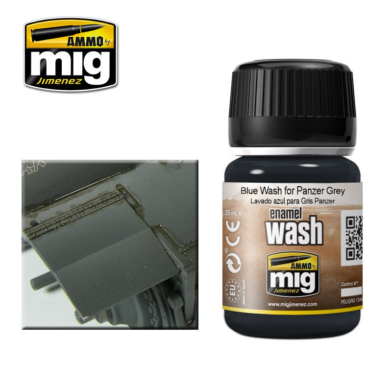 Ammo Mig Blue Enamel Wash for Panzer Grey