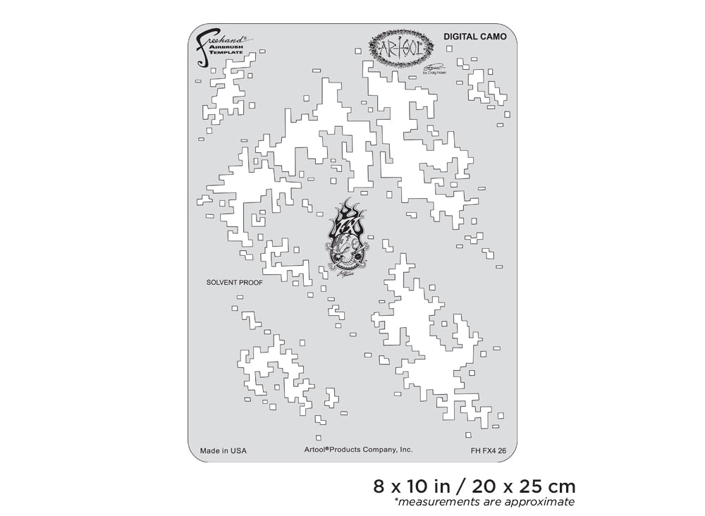 IWATA Artool FX4 Digital Camo Freehand Airbrush Template by Craig Fraser | 758240138624