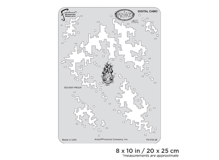 IWATA Artool FX4 Digital Camo Freehand Airbrush Template by Craig Fraser | 758240138624