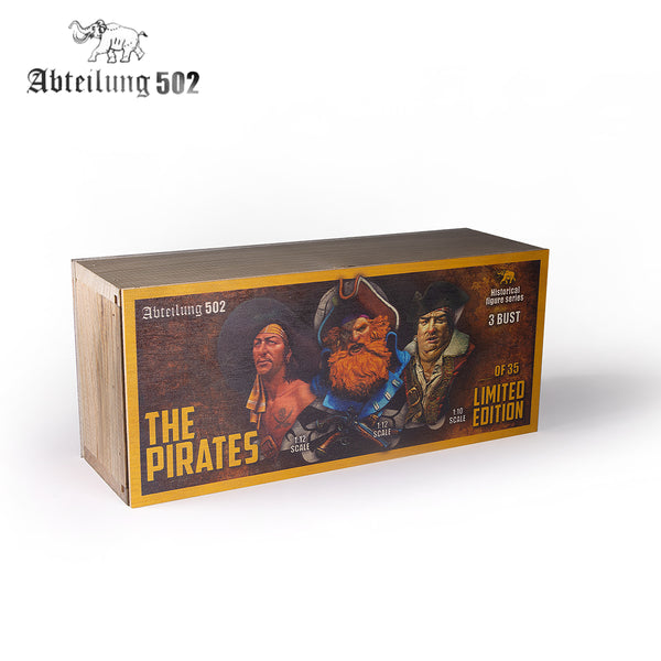 Abteilung502 Historical 3 Pirate Busts Figures Deluxe Wooden Box - Limited Edition - Abt Historical Figure Series