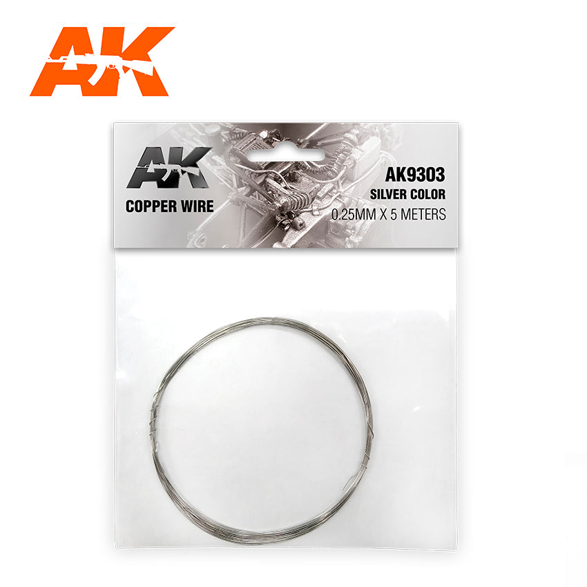 AK Interactive Copper Wire 0.25mm X 5 Meters Silver Color | 8435568326705