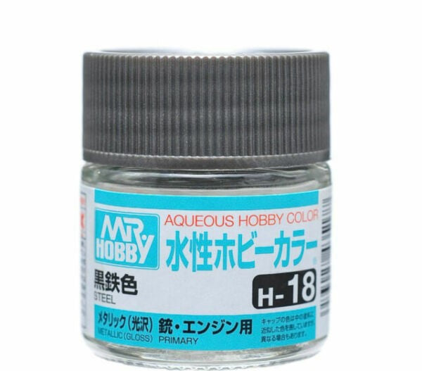 Mr Hobby Aqueous Color H18 Metallic Steel 10ml Bottle | 4973028738490