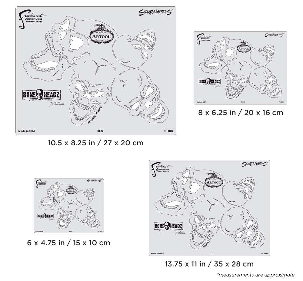 IWATA Artool Bone Headz ScreamersFreehand Airbrush Template by Mike Lavallee | 758240003311