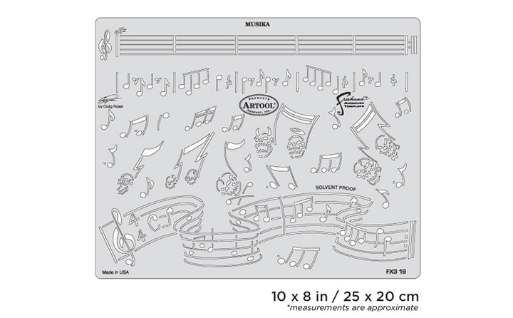 IWATA Artool FX3 Musika Freehand Airbrush Template by Craig Fraser | 758240138464