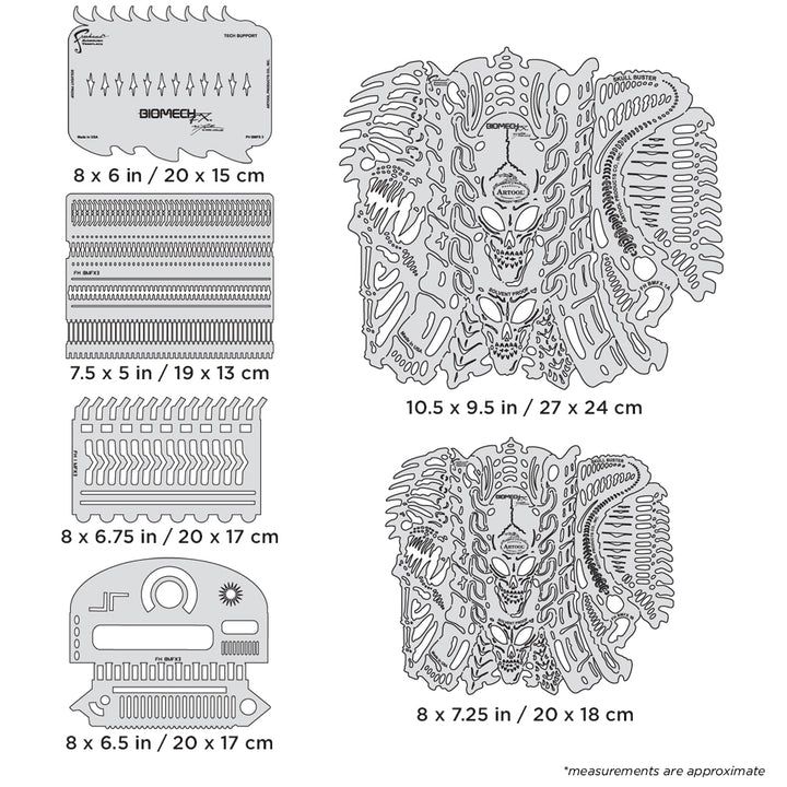 IWATA Artool Biomech FX Skull BusterFreehand Airbrush Template by Mike Lavallee | 758240150800