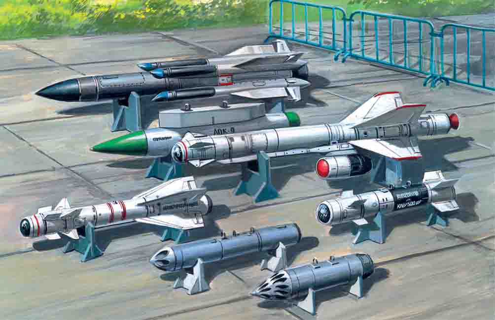 ICM Soviet Air-to-Surface Aircraft Armament (X-29T, X-31P, X-59M missiles, B-13L, B-8M1 rocket containers, KAB-500Kr bombs) | 4823044401017