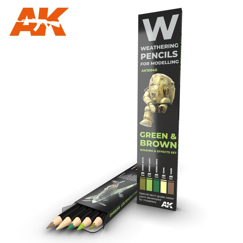 AK Interactive Weathering Pencil Set - Green and Brown Camouflages | 8436564929419