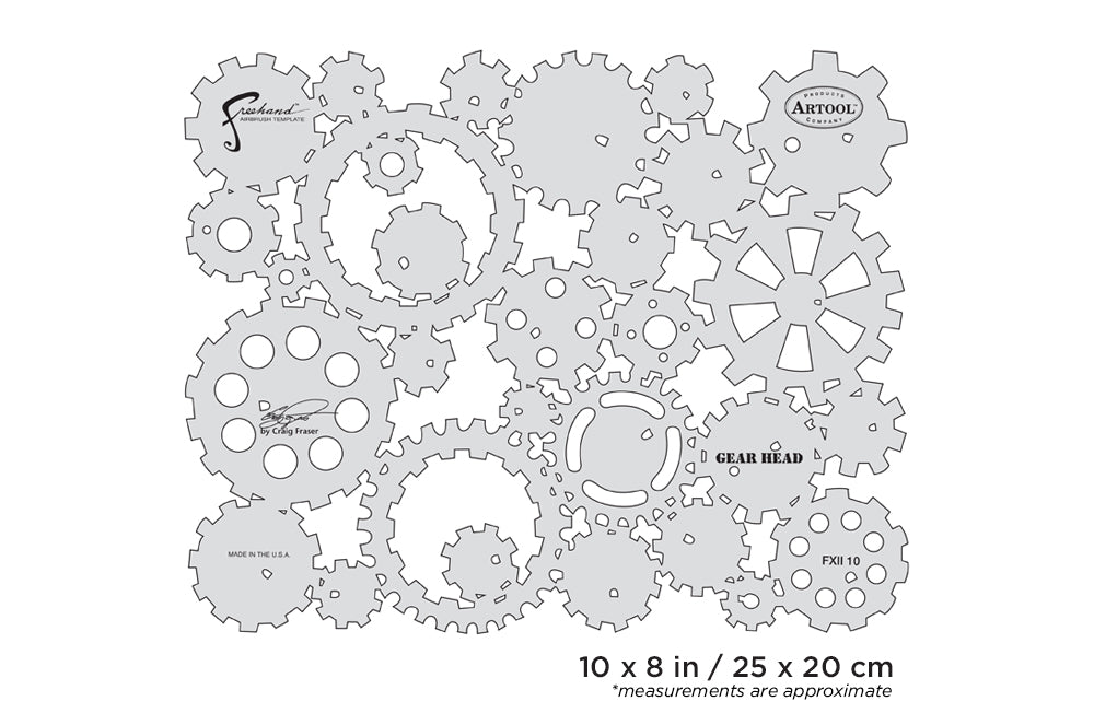 IWATA Artool FX II Gear Head Freehand Airbrush Template by Craig Fraser | 758240138235