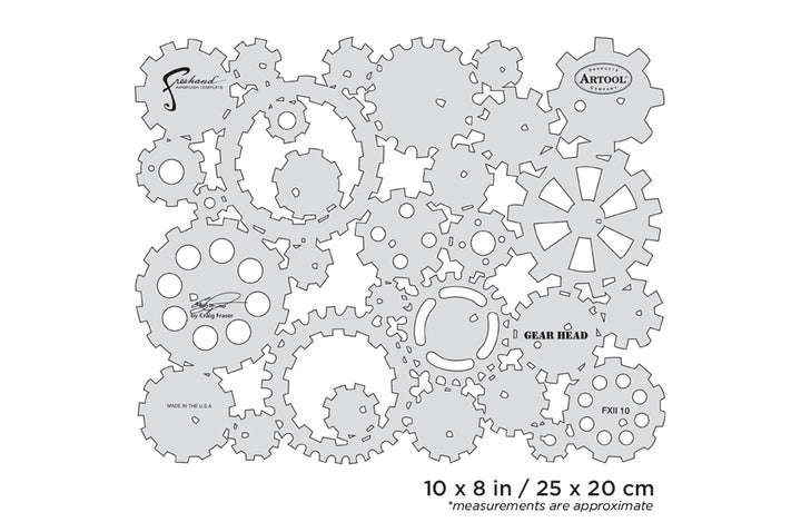 IWATA Artool FX II Gear Head Freehand Airbrush Template by Craig Fraser | 758240138235