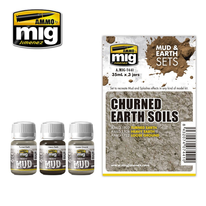 Ammo Mig Churned Earth Soils Mud & Earth Set | 8432074074410