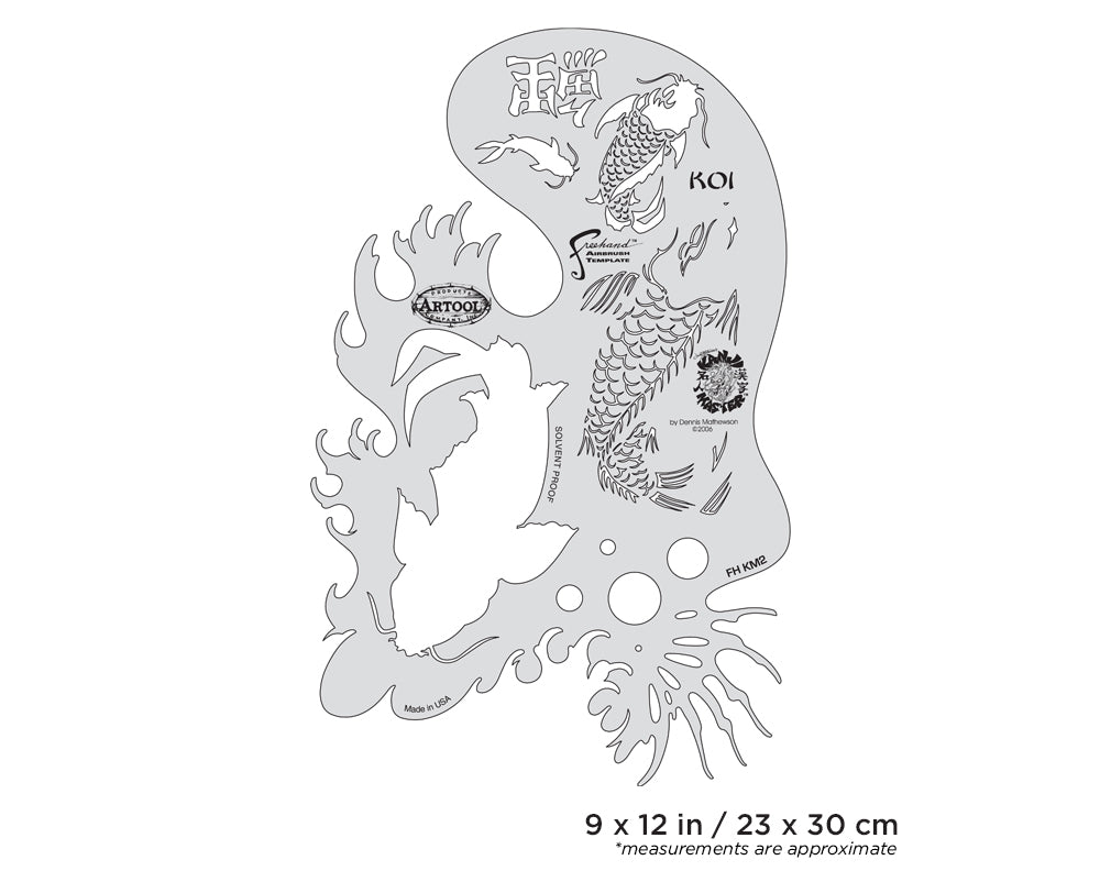 IWATA Artool Kanji Master Koi Freehand Airbrush Template by Dennis Mathewson | 758240138501