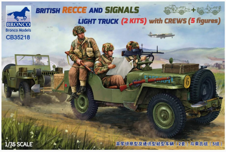 Bronco Models 1/35 British Recce And Signals Light Truck (2 Kits) With Crew 5 Figures | 6970162330670