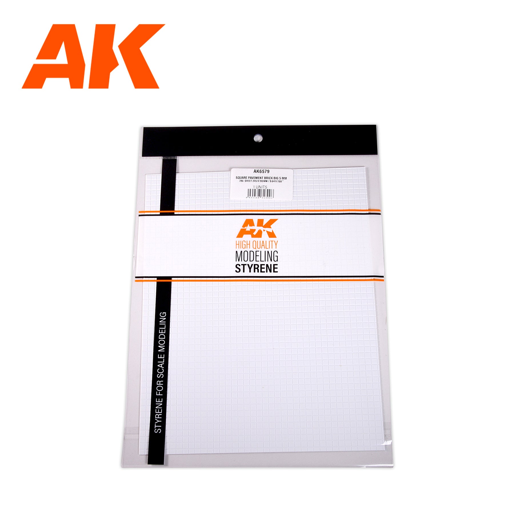 AK Interactive Textured Styrene Sheet - Square Pavement Brick Big - 245 x 195mm x 1 Unit | 8435568313996