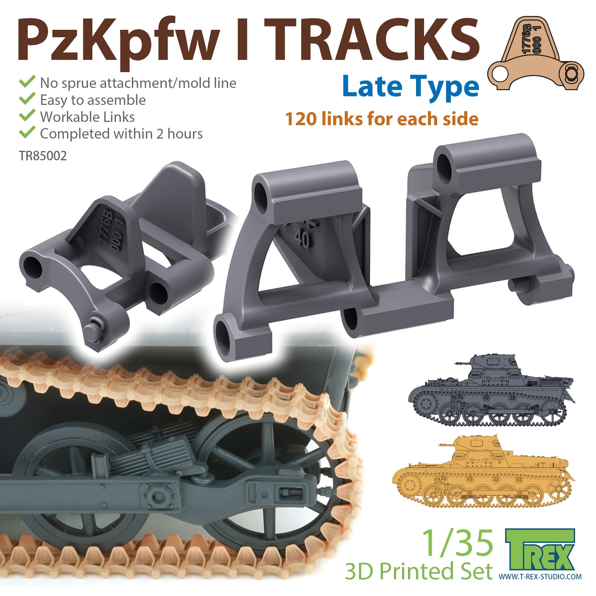 T-Rex Studio 1/35 PzKpfw I Tracks Late Type for Ausf.A/B | 6973984750886