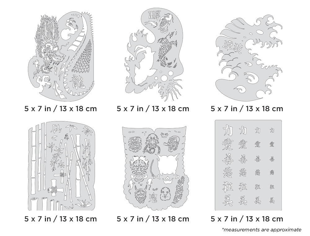 IWATA Artool Kanji Master Mini Series Set Freehand Airbrush Template by Dennis Mathewson | 758240138563