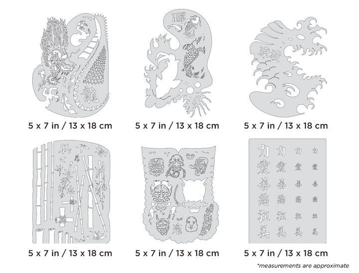 IWATA Artool Kanji Master Mini Series Set Freehand Airbrush Template by Dennis Mathewson | 758240138563