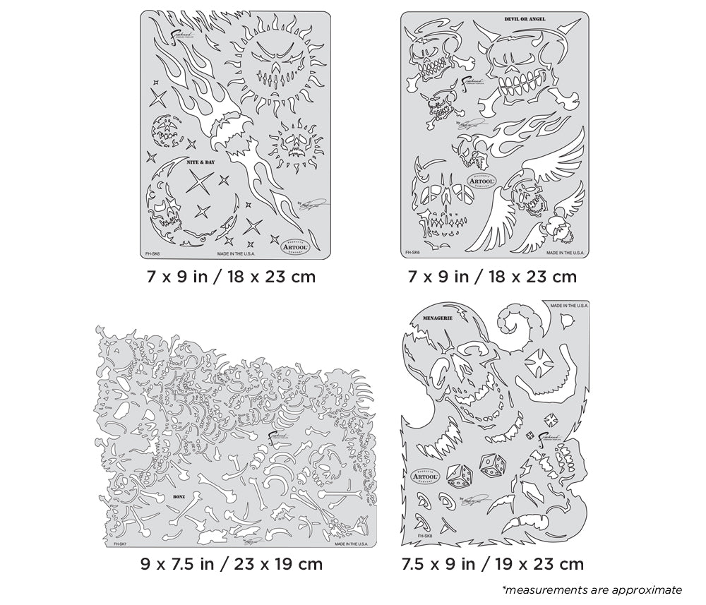 IWATA Artool Son of Skullmaster Set Freehand Airbrush Template by Craig Fraser | 758240038122
