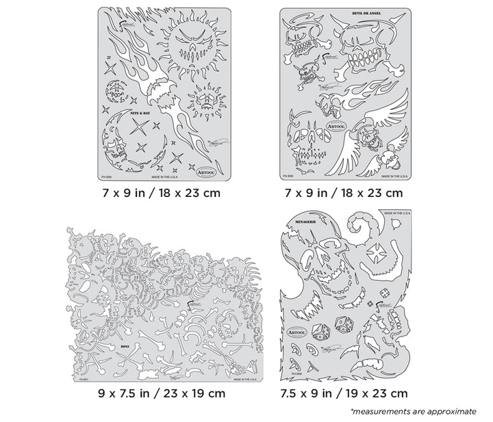 IWATA Artool Son of Skullmaster Set Freehand Airbrush Template by Craig Fraser | 758240038122